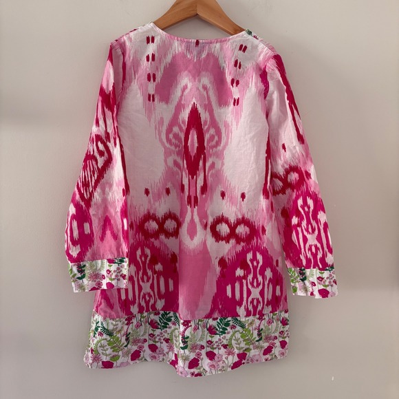 Oscar de la Renta Kids Pink Ikat Floral Garden Print Tunic Dress 8Y Portugal - Picture 2 of 10